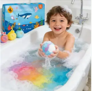Kids Bath Bombs with Surprise Ocean Toys Inside - 12 Pack Organic Scented Bath Bomb Gift Set, Colorful Fizzy Bubble Bath Balls for Boys Girls, Safe & Gentle Bath Time Fun