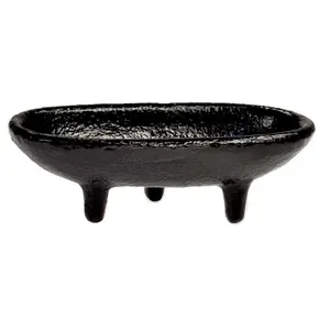 Cast Iron Cauldron Incense Burner 4 Inch — Ritual Smudge Bowl Gloss Black