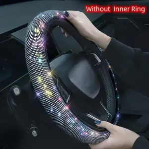 15-Inch Car Shiny Faux Rhinestone Steering Wheel Cover Car Accessories Car Steering Wheel Insert Accessories Automotive