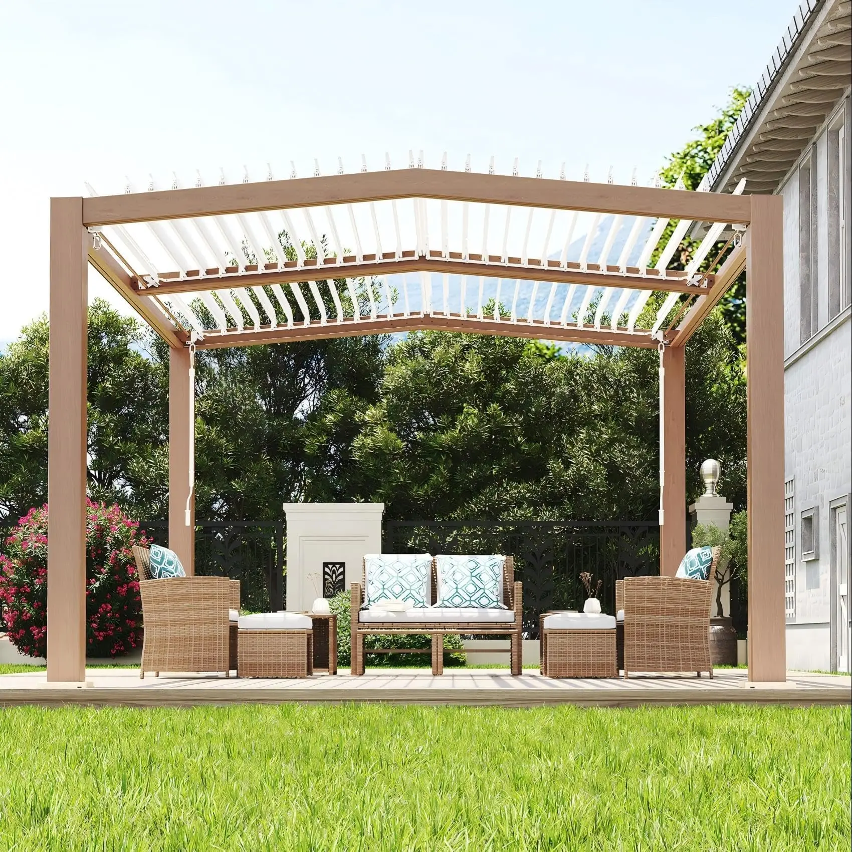 Garvee Louvered Pergola - 11'x13' Outdoor Pergolas with Adjustable Louvered Roof, Reinforced Aluminum Frame, Integrated Drainage System, Outdoor Gazebo for Deck, Patio, Backyard and Garden