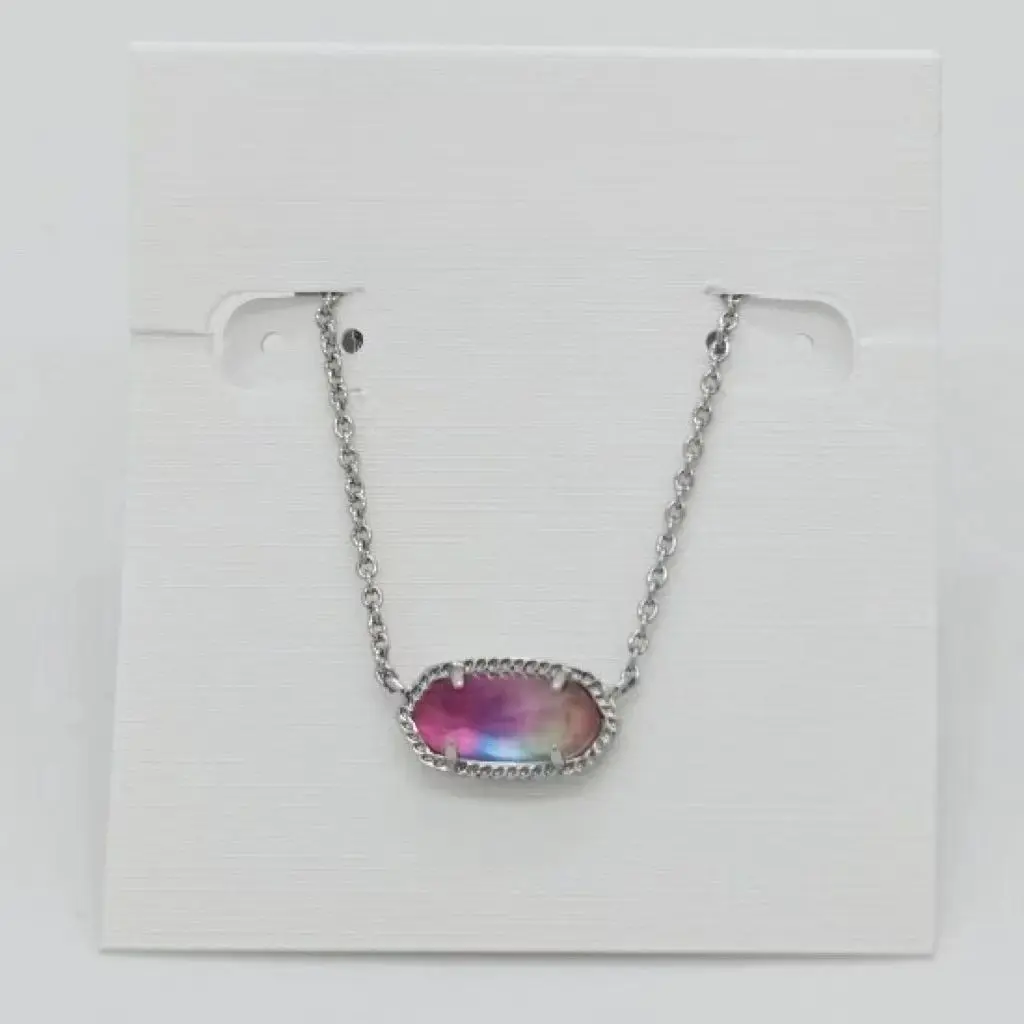 Silver Pendant Necklace in Watercolor Illusion