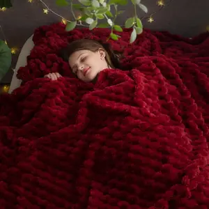 Super Soft King Blanket Red Premium Silky Flannel Fleece 3D Clouds Stylish Jacquard Lightweight Bed Blanket All Season Use 350GSM (Red, King(90"x110")) spooky style seersucker princess multipurpose plush picnic pattern game day Spider Web heated