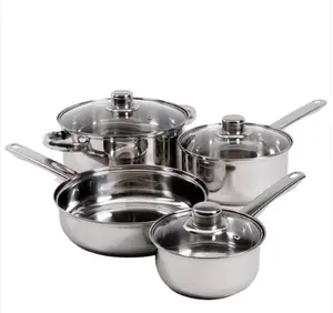 Gibson Home Landon 7-Piece Cookware Set - Durable Stainless Steel with Aluminum-Encapsulated Bases for Even Cooking - Includes Dutch Oven, Saucepans, and Frying Pan - Dishwasher Safe