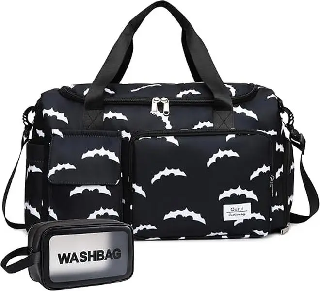 Small Gym Bag for Women, Travel Duffle Bag Carry On Weekender Bag with Shoe Compartment