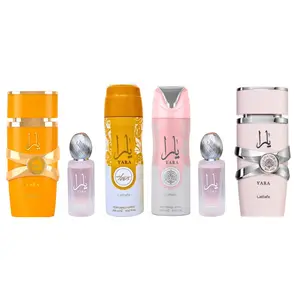 LATTAFA YARA + YARA TOUS  6 PCS BUNDLE SET WITH  2X 100ML EDP + 2X 200ML DEO + 2X 50ML HAIRMIST