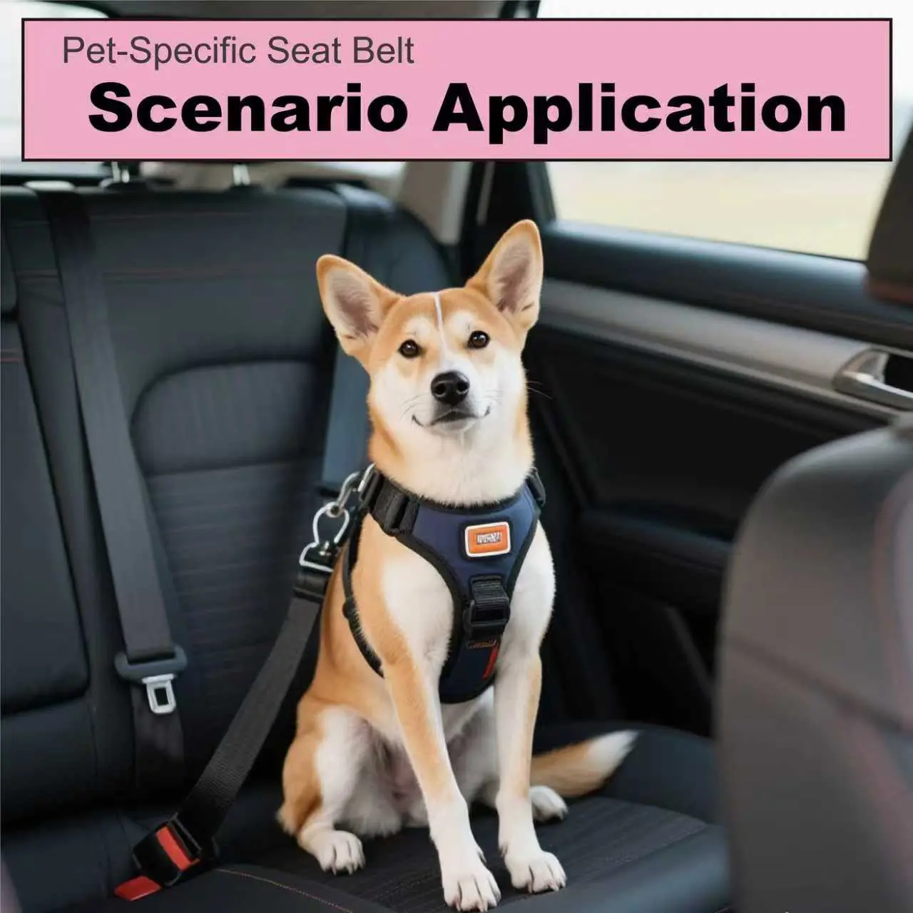 Large Dog Universal Safety Harness with Leash Included - Chew Resistant, 500-lb Blast-Proof, 360° Rotating Clasp, Quick-Second Installation, Car-Safe for SUV & Truck (Pink, Black)