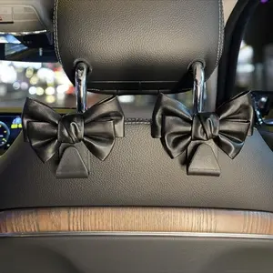 2PCS Bowknot Car Seat Back Hooks – Cute & Multifunctional Car Organizer Hooks for Handbags, Groceries, Purses, Backpacks, Shopping Bags & Car Interior Storage Accessories