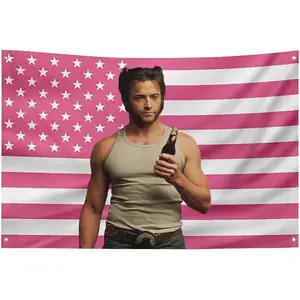 Tapestry Funny America Pink Hugh Flag Wall Hanging Poster Holiday Gift Wall Decor Bedroom Living Room Dorm Jackman Concert