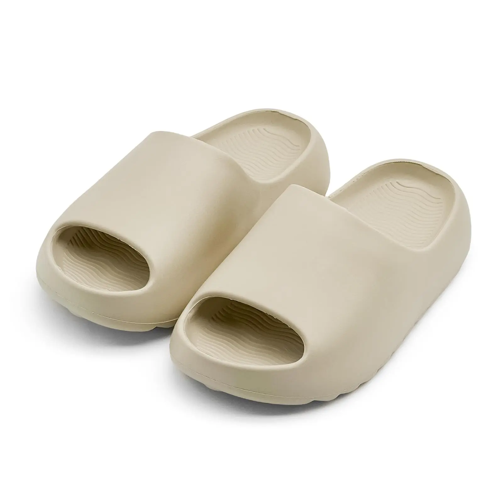 Lumubby Women's Casual Slipper Slides, Round Toe, EVA Upper, Non-Slip, 1.7-in Thick Ultra Cushion Sole, Quick-Drying Breathable Textured Indoor-Outdoor Shower Shoes, Lightweight, Slides For Women