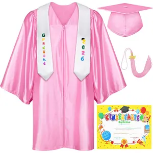 5 Pack 2026 Graduation Gown Cap Stole Set with Tassel Certificate Graduation Kit for Graduates Preschool Kindergarten