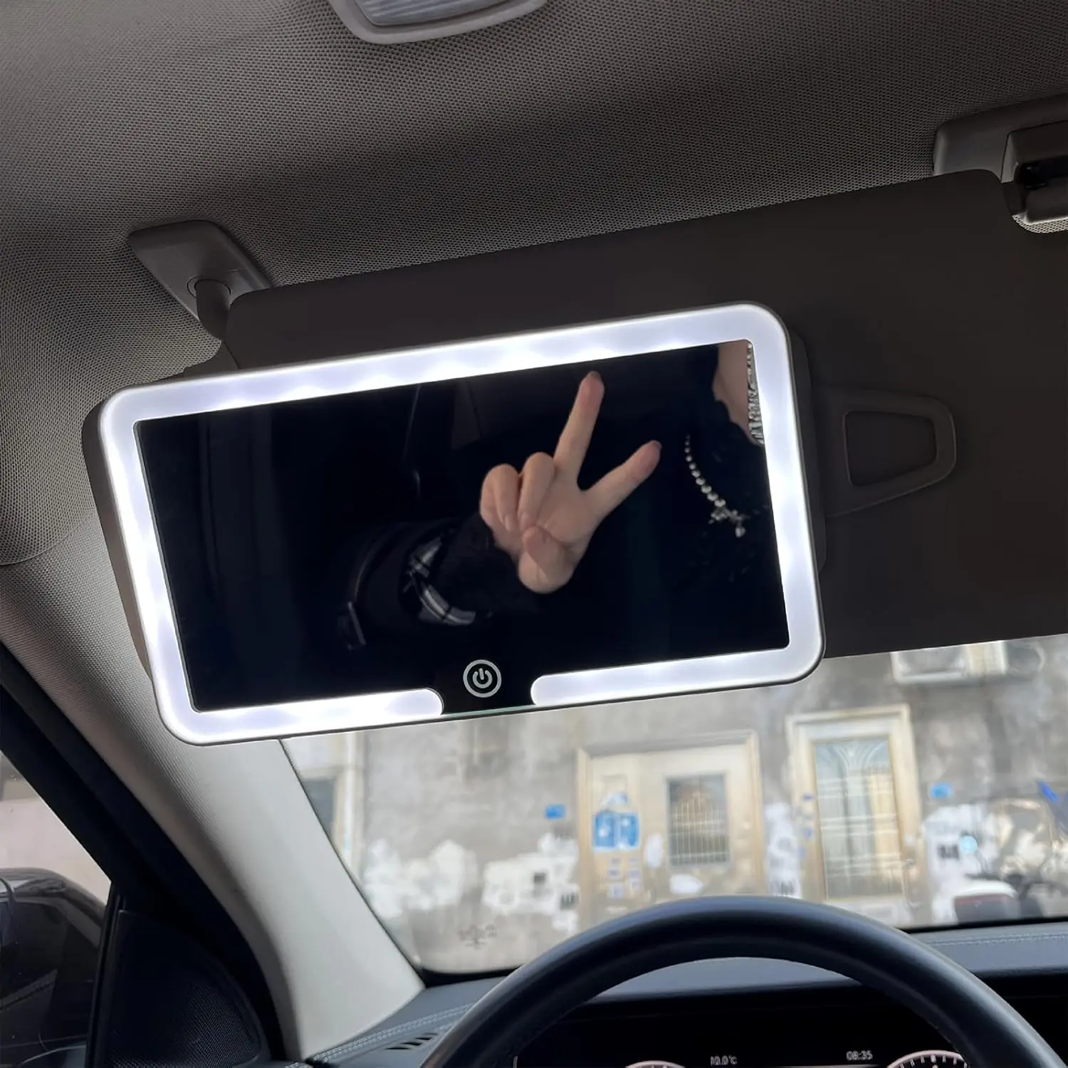 Universal Rechargeable LED Car Sun Visor Vanity Mirror, Touch Control, Dimmable, White