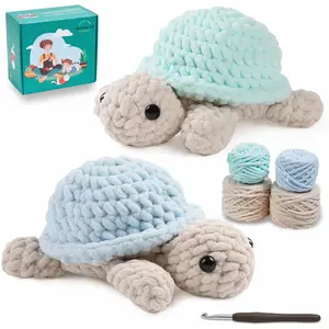 Eelexa Crochet Kit for Beginners, Amigurumi Crocheting Animal Kits, with Step-by-Step Video Tutorials for Kids Adults Beginner - 2 Pack Turtles