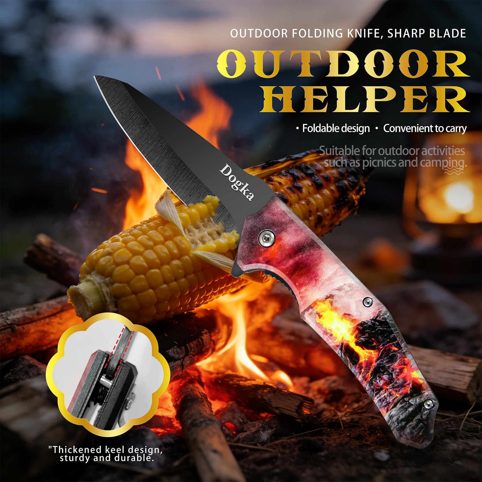 Volcano Pattern Folding Kitchen Knife Premium Compact Kitchen Utility Knife with Volcano Print | Ideal for Home Cooking & Gifting Folding Kitchen Knife Fruit Prep Knife Portable Cooking Knife nife