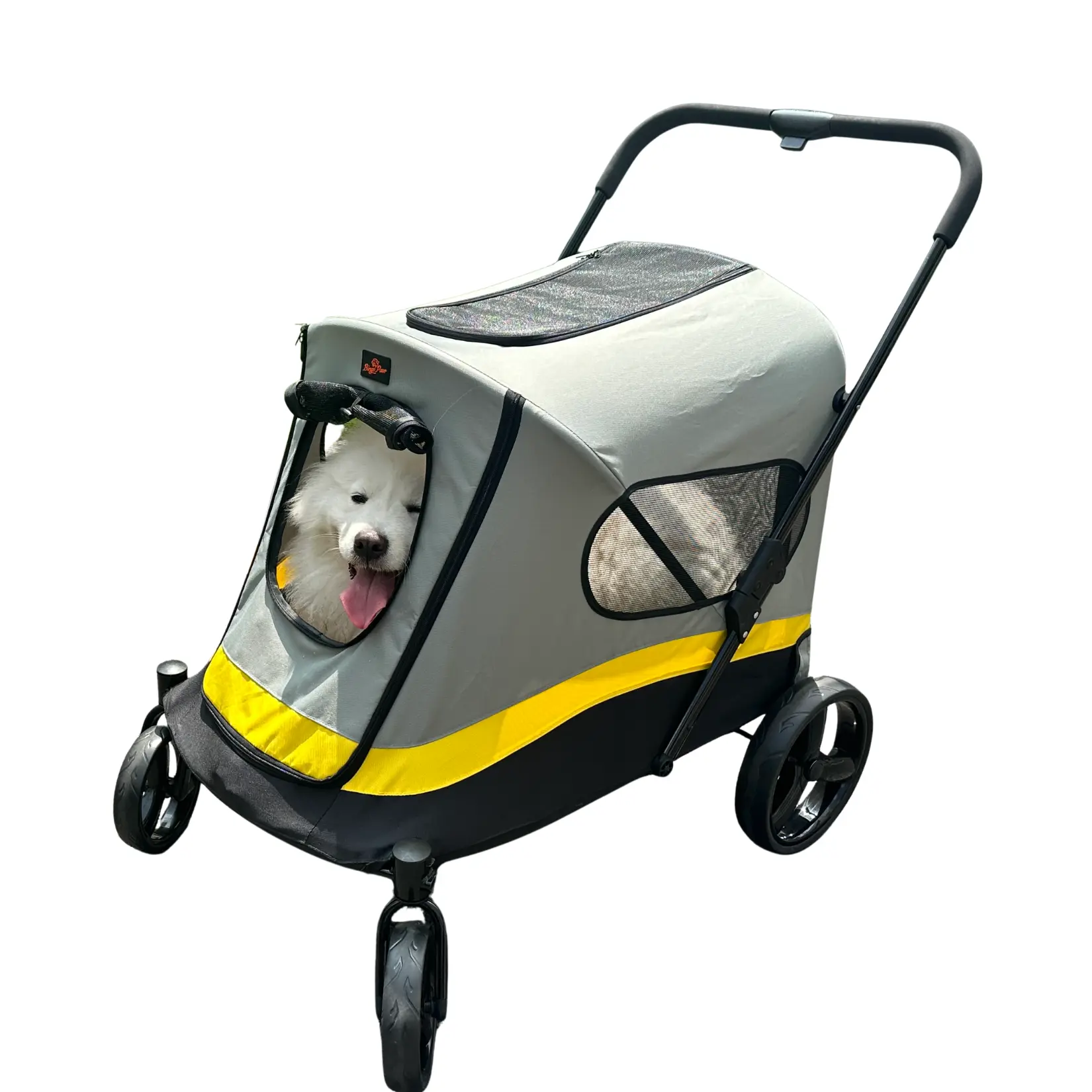 Bingopaw One-Click Folding Pet Stroller Dog Stroller 4 Wheels Pet Stroller for Large Dogs and Small Dogs Foldable Pet Jogging Carriage Stroller, One-Click Folding, Outdoor Breathable Seat Covers