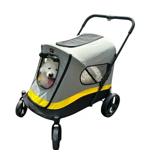 Bingopaw One-Click Folding Pet Stroller Dog Stroller 4 Wheels Pet Stroller for Large Dogs and Small Dogs Foldable Pet Jogging Carriage Stroller, One-Click Folding, Outdoor Breathable Seat Covers