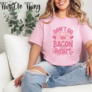 Love Bacon my heart T-shirt Womenswear Tops Outfit Tee Comfortable Day valentine valentine sweatshirt