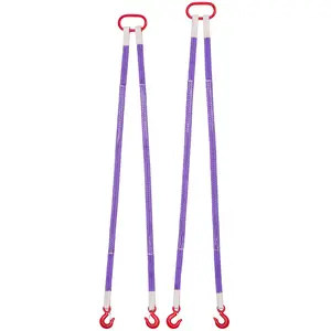 VEVOR Lifting Sling Straps, Summervibes,Summervibes, 2Pcs Two-Leg Polyester Bridle Sling with Hooks, 4400LB Capacity, 5Ft Heavy Duty Rigging Strap, Thickened & Wear-Resistant Webbing Slings for Engines Cranes Hoists Truck