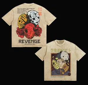Broken Mask Obito Double Printed Vintage graphic Oversized Soft Cotton T-Shirt Unisex Anime inspired Lover Gift for Him Her crew neck short sleeve heavyweight BA7 MRT