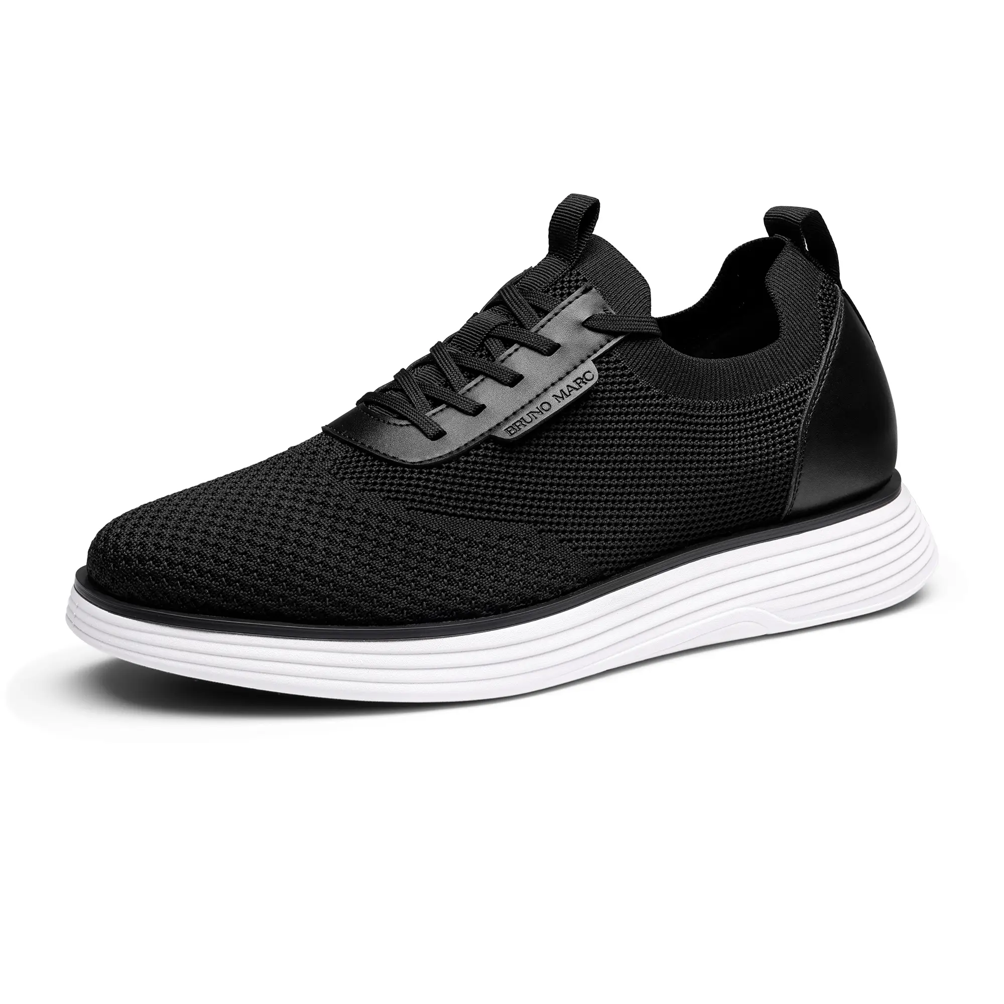 BRUNO MARC Anniversary Men's Casual Oxford Sneakers - Lace-Up Low Top Round Toe Pu Leather Knit Mesh Shoes with Arch Support, Honeycomb Foam, EVA Sole, Sports Shoes, Casual Walking Trainers, Less Foot Fatigue, Pu Upper Resists Wrinkling, Rubber Grip Sole