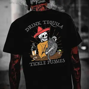 DRINK TEQUILA TICKLE PUSSIES Print Men's T-shirt, Streetwear, Gift For Men And Women, Full Sizes, Full Colors