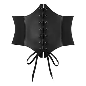 Womens Lace-up Cinch Tied Elastic Waist Underbust Corset Belt 6719