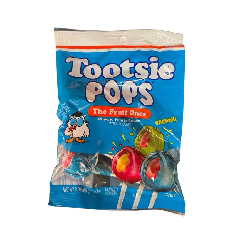 Tootsie Pops The Fruit Ones Chewy Lollipops with Fruity Center - 1 Small Plastic Bag (3 oz), Ideal for Cupboard Storage, Room Temp Keeping, Suitable for All Ages