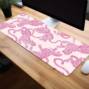 Stripes Leopard Pattern Large Gaming Mouse Pad, Non Slip Computer Keyboard Pad, Rubber Base Stitched Edge Mouse Pad, Desk Mat For Game Home Office & Women Gift, Gaming Desk Accessory