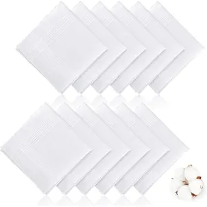 Handkerchiefs for Men, 100% Soft Cotton White Hankies, Classic Reusable Men's Handkerchiefs, 15x15 Inch Pocket Hanky