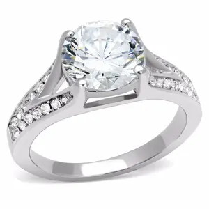 9x9mm Round Cut CZ Center 316 Stainless Steel Promise Ring