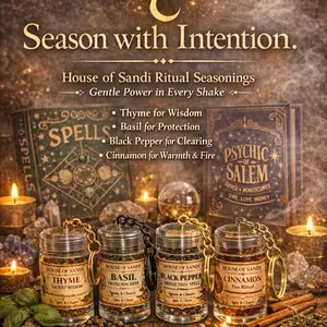 House of Sandi Ritual Seasonings Mini Seasoning Spice Jars Pocket Spice Thyme Basil Black Pepper Cinnamon for Wisdom Protection Clearing Warmth Fire
