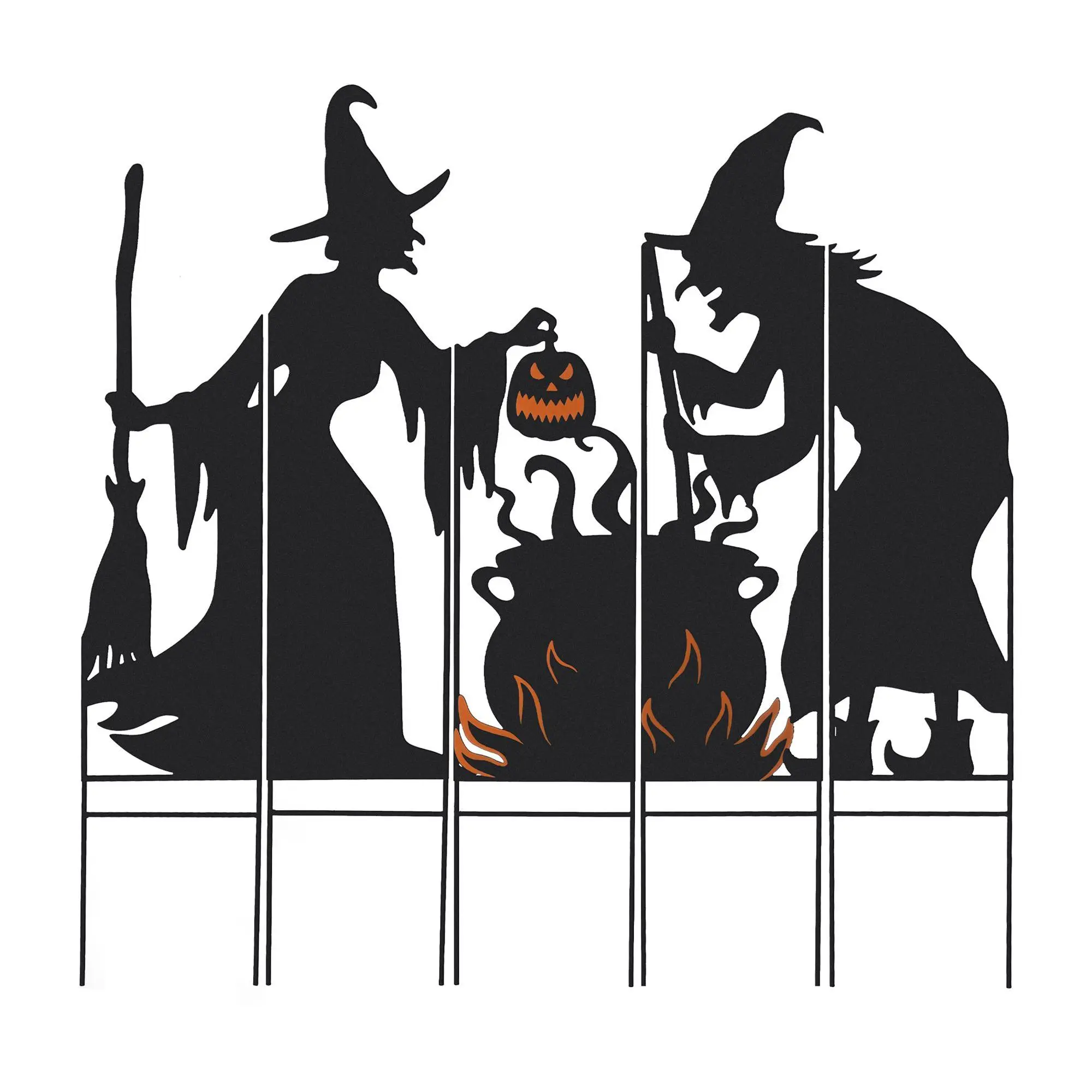 Glitzhome Witches and Cauldron Halloween Yard S take Set
