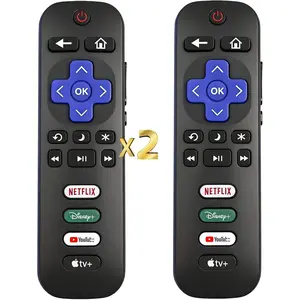 Replacement for Roku TV Remote Control, (Pack of 2), w/Netflix, Disney, YouTube and Apple TV Button, 1 Year Warranty