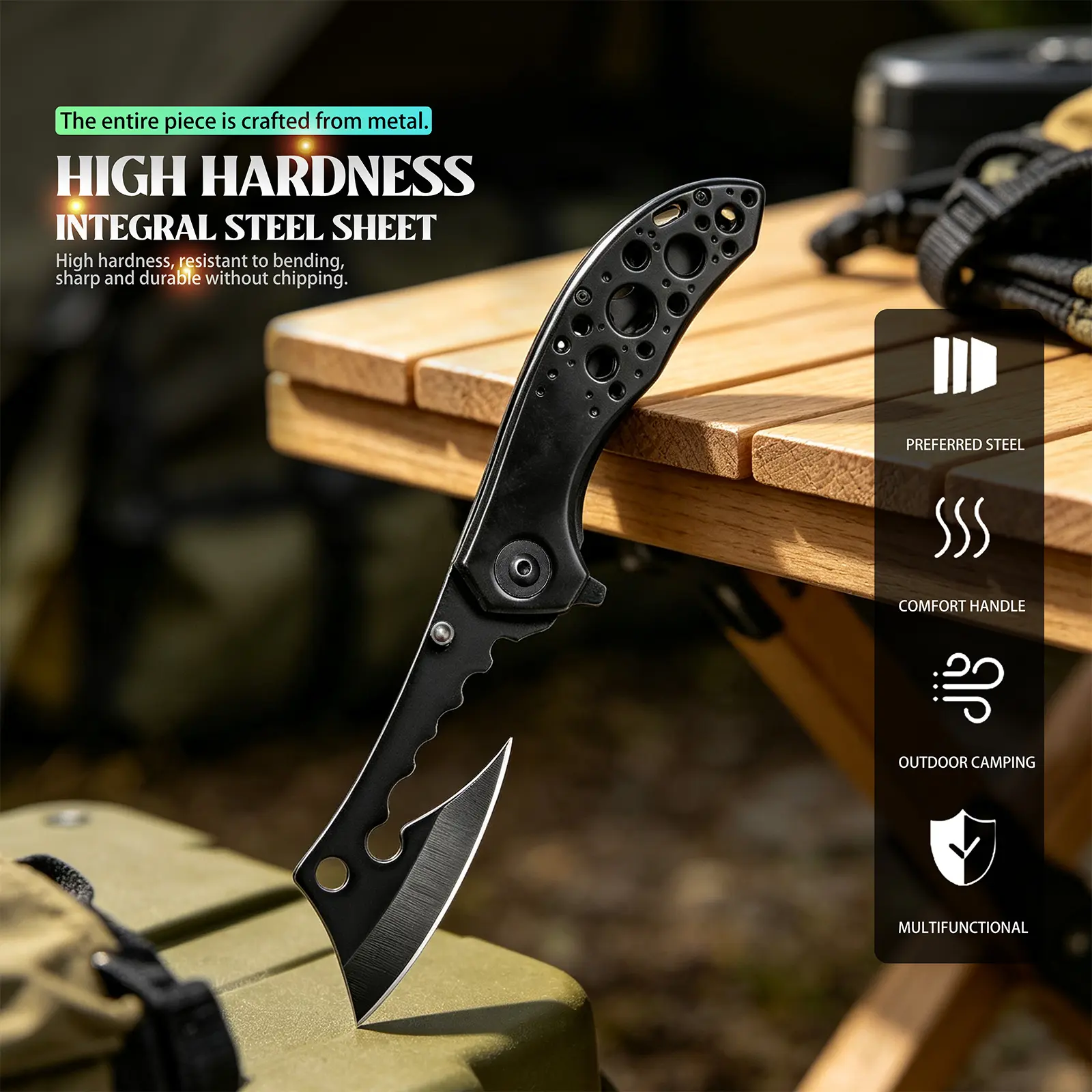 Lightweight Hollow Handle Eagle Mouth Folding Knife Portable Sharp EDC Outdoor Camping Pocket Utility Knife