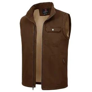 GOPUNE Men's Vest Jacket Sherpa Lined Vest Warm Winter Fleece Outerwear Vest
