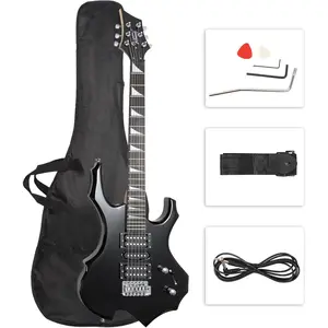 Glarry Cool Burning Fire Style Electric Guitar Christmas gift for Beginner Guitar Lover with Accessories Pack