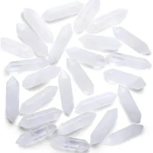 10 PCS Clear Quartz Healing Crystals Wands Polished Tumbled Stones Bulk Natural Hexagonal Pointed Reiki Energy Balancing Meditation Therapy Chakra Wand Set Christmas Gift