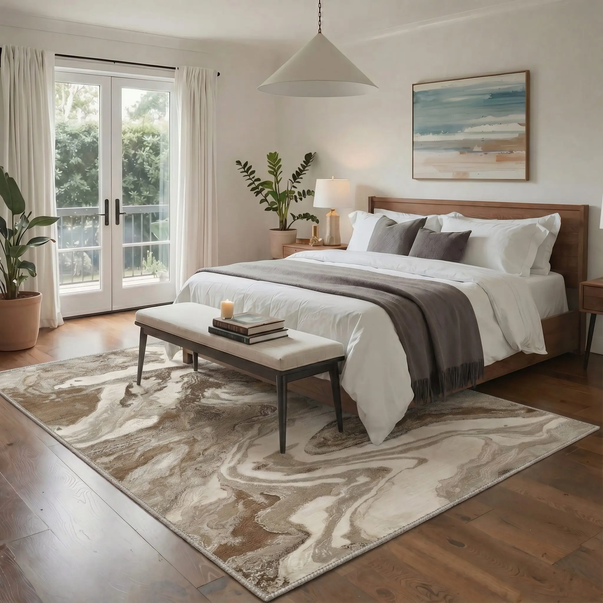 【Deals For You Days】GENIMO Area Rug Machine Washable Non Slip Pet Friendly Soft Floor Carpet for Living Room Bedroom Kitchen Hallway Home Decor Indoor Home Decor,ARA1324-BROWN MARBLE