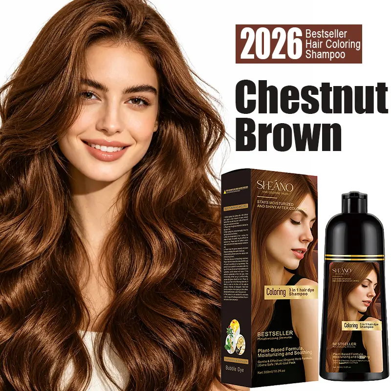 Rich Chestnut Brown 3-in-1 Hair Dye Shampoo,Gentle Semi-Permanent Hair Color,Gentle For Sensitive Scalp,DIY Gray Coverage,Quick At-Home Hair Coloring,Long-Lasting Salon Style Hair Color