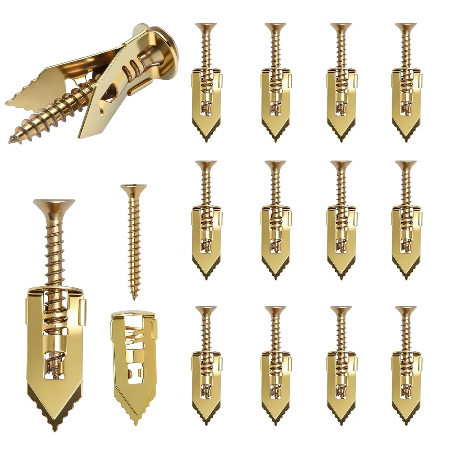 180 PCS Drywall Self-Drilling Anchors with Screws Kit 90 Anchors 0.47x1.18 90 Zinc Plated Screws No Drill Needed for Heavy Duty Hanging TVs Shelves Picture Frames