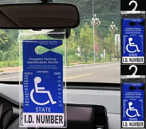 2 PCS Handicap Placard Holder for Auto, Ultra Transparent Handicapped Placard Holder, Handicap Parking Sign Holder With Large Hanger