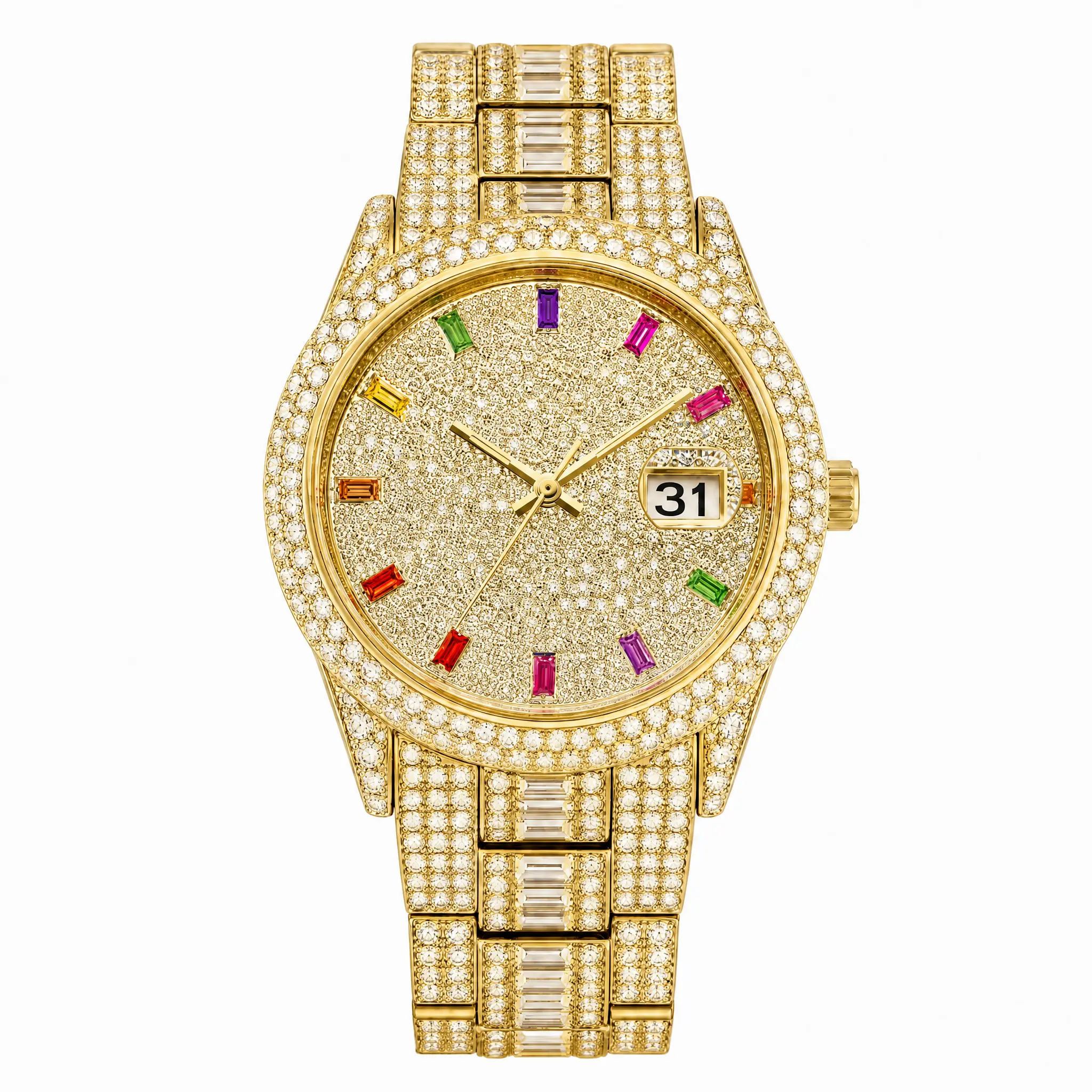 Luxury Iced Out Rainbow Crystal Watch KDW2316