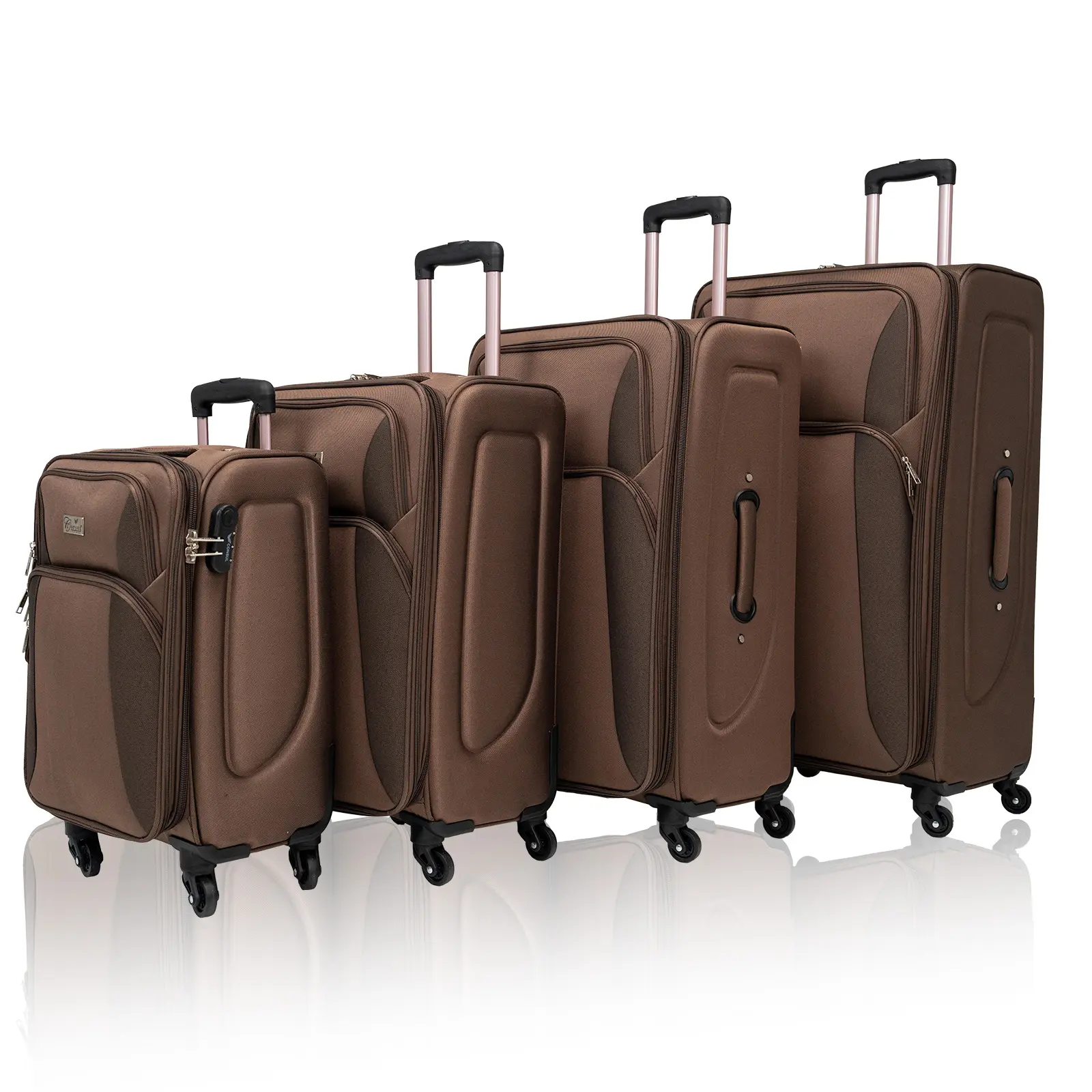 Fashion front opening 6-piece luggage set, new 20/24/28/32 inch luggage compartment with multiple pockets expandable by 25%, 360 ° silent rotating wheel/iPad front pocket/TSA lock/Oxford khaki fabric