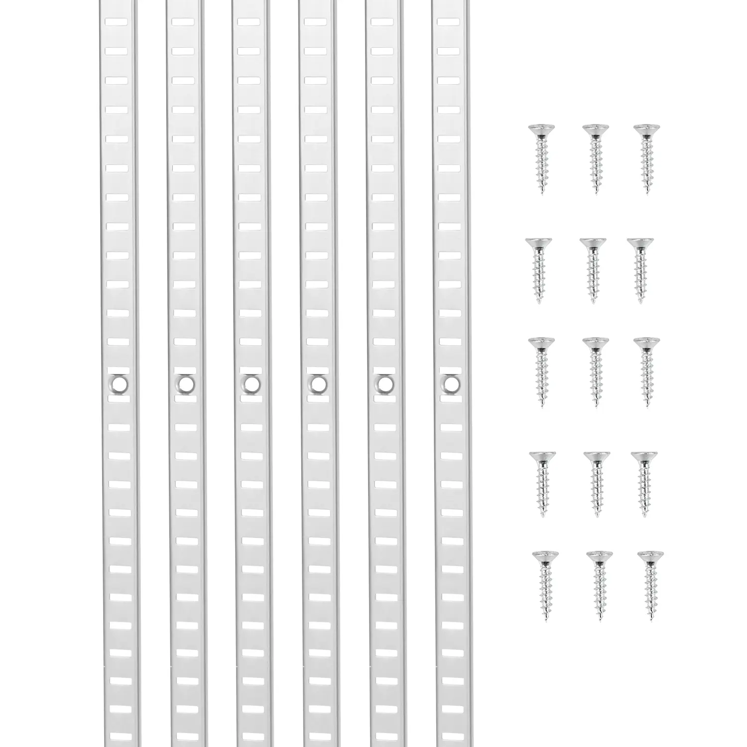 【Summerfinds】VEVOR SPCC Stainless Steel Mortise Mount Shelf Pilaster Strips & Screws, 20-Pack 72.7-in Adjustable Brackets (140 Screws), Durable, Flexible Size, Max Storage for Wall Shelving, Cabinets, Closet Organization, Home Office