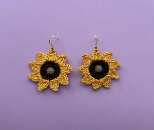 Crochet earrings - Sunflower