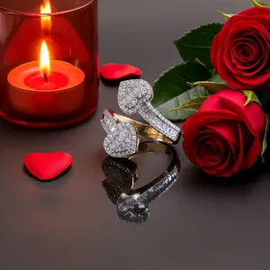 DiamondCelebritees Womens 925 Silver Yellow 2.00ct VVS 'D' Moissanite Tinny Heart Rings Size 8