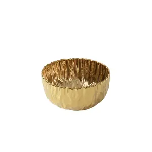 Mascali D'oro Large Gold Porcelain Serving Bowl