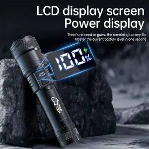 TANLOOK High Lumens Rechargeable Digital Display Flashlight with LCD Screen Super Bright Torch for Camping Hiking Compact Portable Design