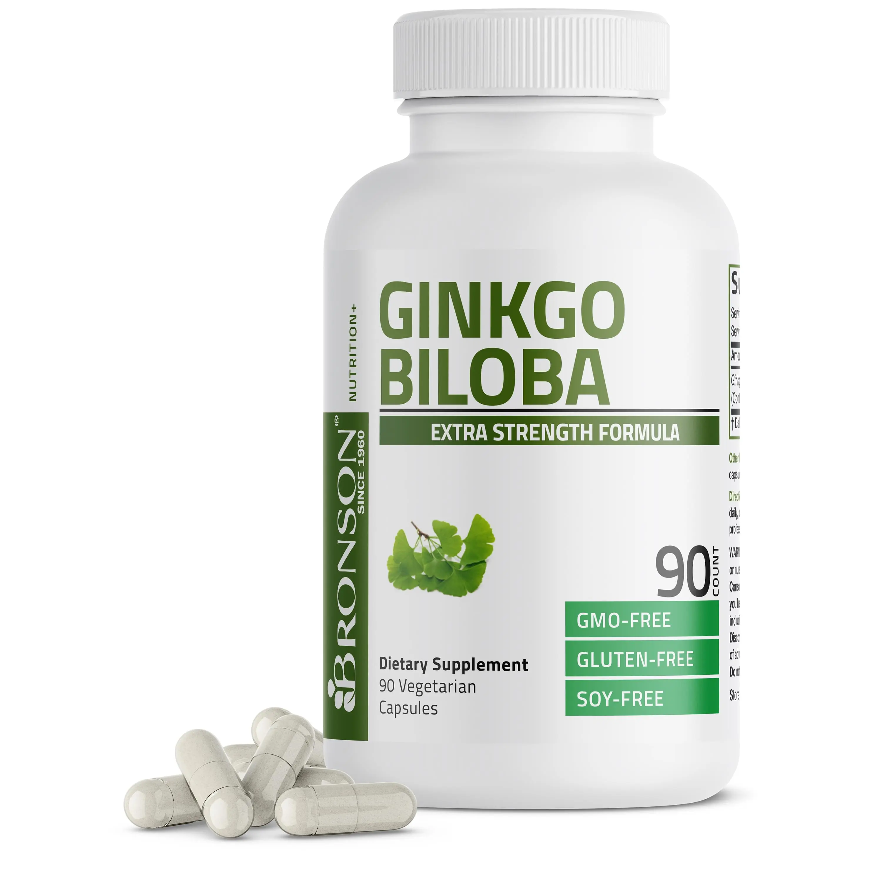 Bronson Ginkgo Biloba Extra Strength Vitamins Supplements - 500mg per Serving Herbal Focus Supplement, GMO-Free, Gluten-Free for Brain & Memory Support, Herbal Supplement