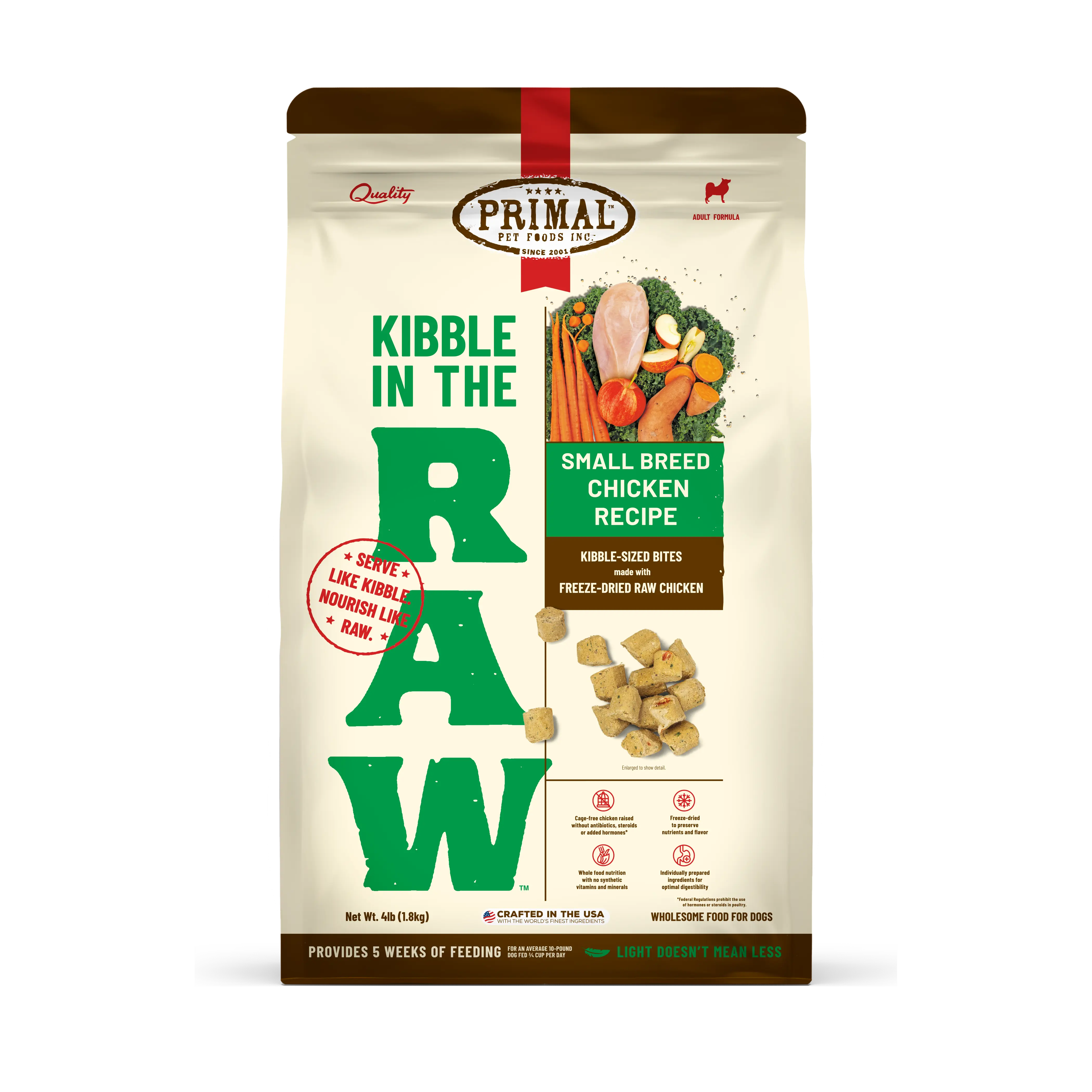 Kibble in the Raw Dog Food - Small Breed Chicken Recipe