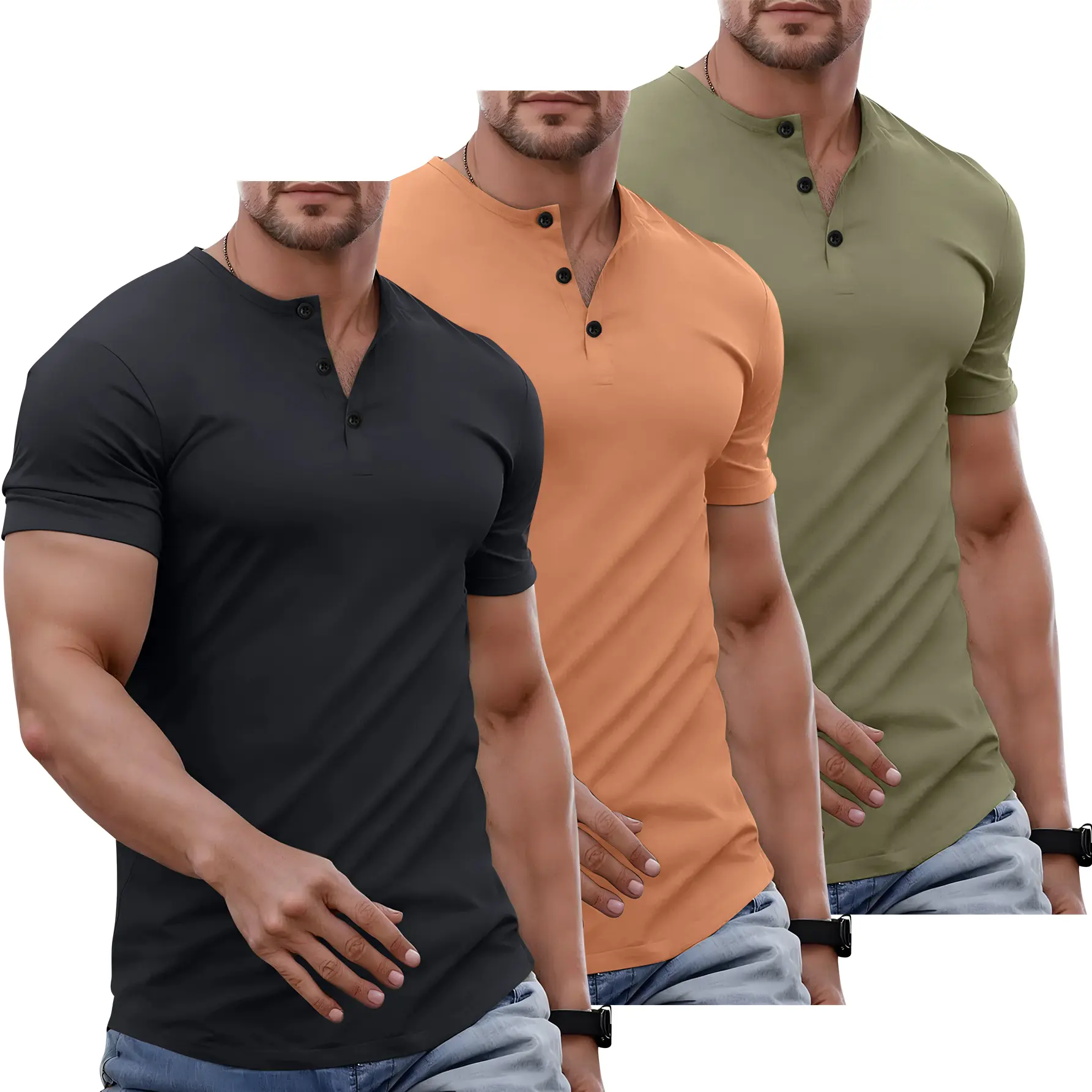 Men's Summer Lightweight Slim-Fit Short-Sleeve Henley Shirts, Fashionable for Everyday Life, Casual Wear, Vacation, Sports, Travel, Gift for Boyfriend or Husband, Fishing, Basketball, Camping, Fitness, Holiday Outfits, Henley Collar Tops Menswear Classic